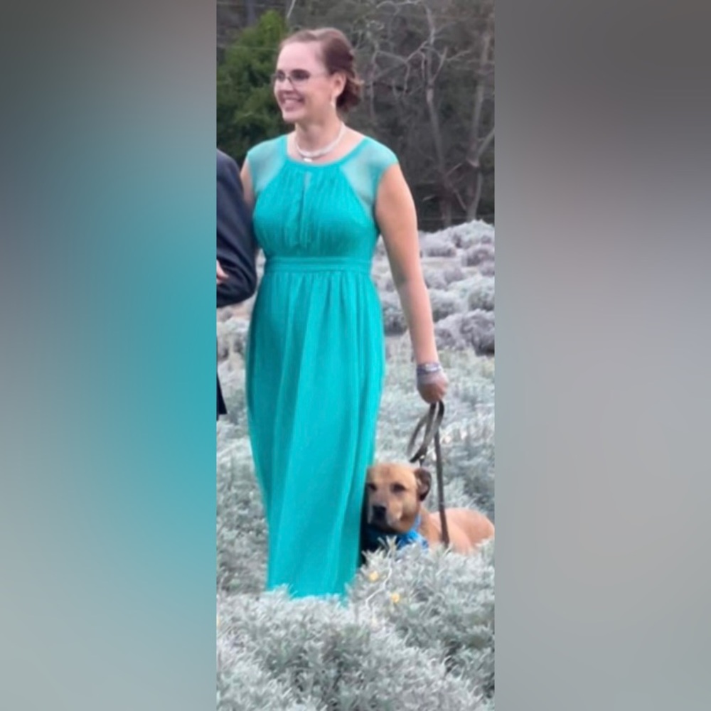Formal Teal Lace Maxi Dress